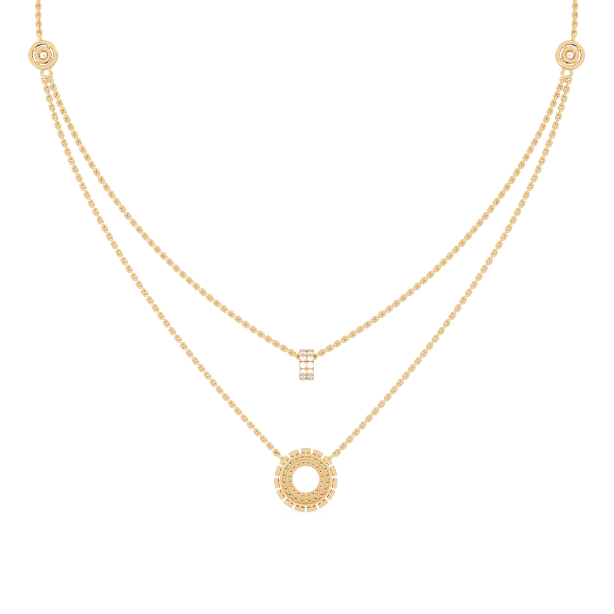 Unique Multi Layer and Bar Diamond Necklace